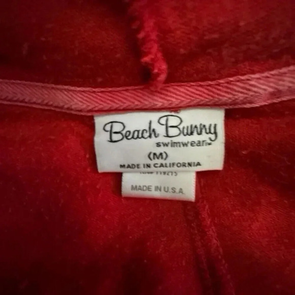Beach Bunny size Medium red terry  Romper swimsuit Cover up gold buttons - Picture 6 of 9